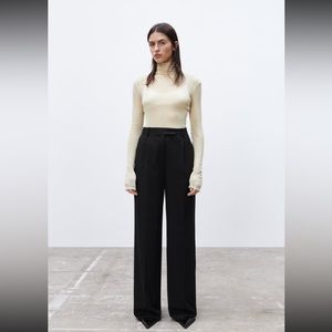 NWT ZARA Women Wide Leg Menswear Pant, sz L